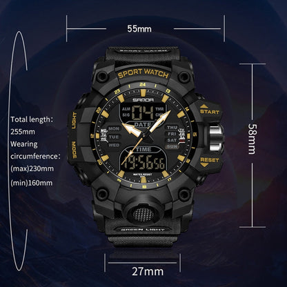 SANDA Green Light Alarm Clock Multifunctional Waterproof Shockproof Transparent Watch