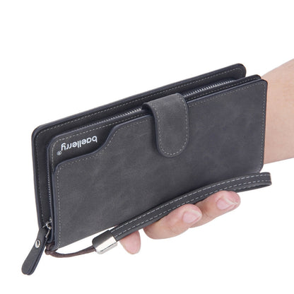 Baellerry Matte Leather Multi-card Slot Men Clutch Bag Zip Buckle Vintage Wallet