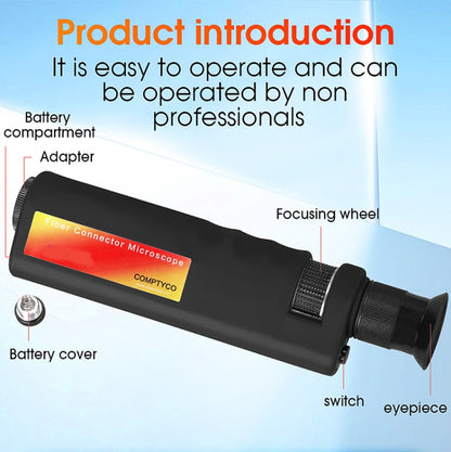 Comptyco AUA-400X 400 Times Handheld Fiber Optic Microscope for FC/SC/ST/LC Connector