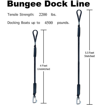 Pier Stainless Steel Clamp Boat Rope Accessories PWC Built-In Buffer Kayak Mooring Cable, Black, Black Blue Red, Blue White Black