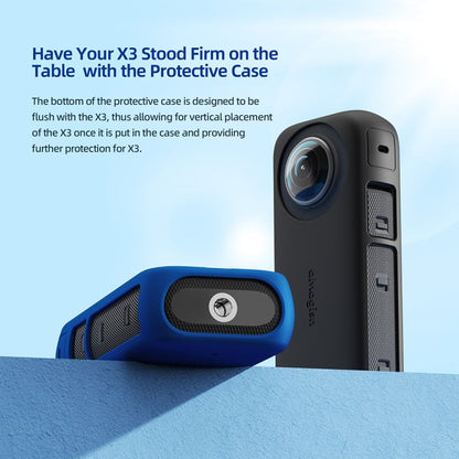 For Insta360 X3 AMagisn Body Silicone Protective Cover, Body+Lens Case (Black), Body Case (black), Lens Case (Black)