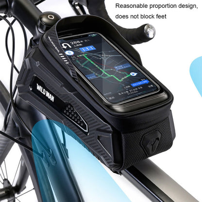 WILD MAN M30 1L Hard Shell Mountain Bike Front Beam Bag TPU Touch Screen Cycling Equipment Bag, M30 (Black), M30 (Black Red)