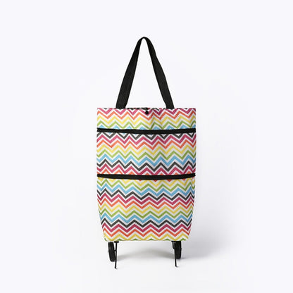 2 In 1  Oxford Cloth Shopping Bag Foldable Shopping Trolley Cart