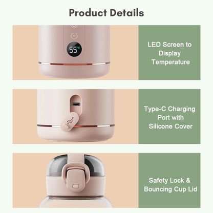 300ml Wireless Instant Water Warmer Electric Kettle for Baby Formula With 5200 mAh Battery Capacity, 300ml 5200 mAh (Pink), 300ml  5200 mAh (Blue), 300ml  5200 mAh (White)