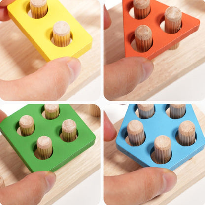 Children Geometric Shapes Color Matching Building Blocks Columns Toys