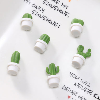 6pcs /Set Cactus Fridge Stickers Greenery Message Magnetic Cartoon Stickers