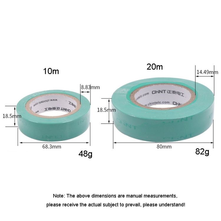 CHINT Electrical Tape Waterproof PVC Wire Insulation Tapes, 10m Blue, 10m Black, 10m White, 20m Blue, 20m Black, 20m White