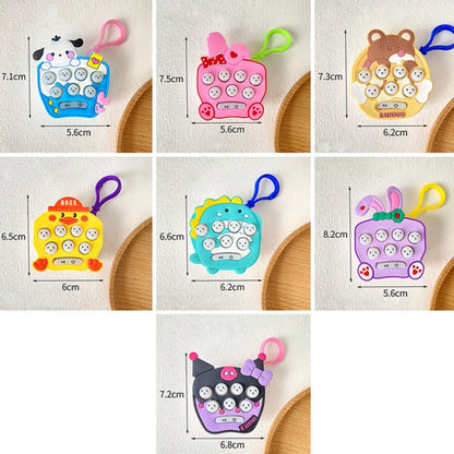 Cartoon Pattern Mini Palm Gaming Machine Play Mouse Electronic Lighting Decompressing Toy Keychain, Carrot Rabbit