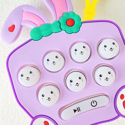 Cartoon Pattern Mini Palm Gaming Machine Play Mouse Electronic Lighting Decompressing Toy Keychain, Carrot Rabbit