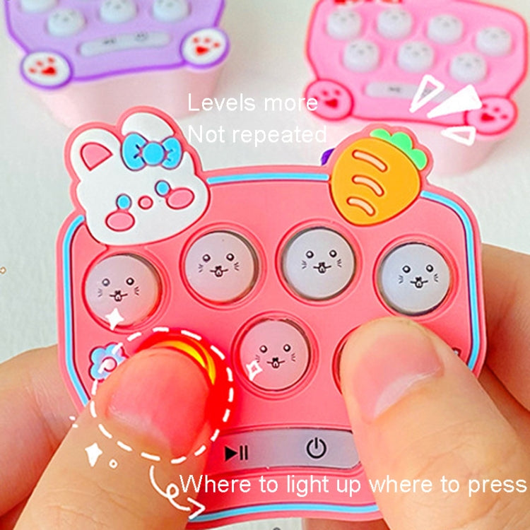 Cartoon Pattern Mini Palm Gaming Machine Play Mouse Electronic Lighting Decompressing Toy Keychain, Carrot Rabbit