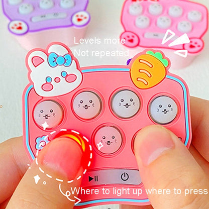 Cartoon Pattern Mini Palm Gaming Machine Play Mouse Electronic Lighting Decompressing Toy Keychain, Carrot Rabbit