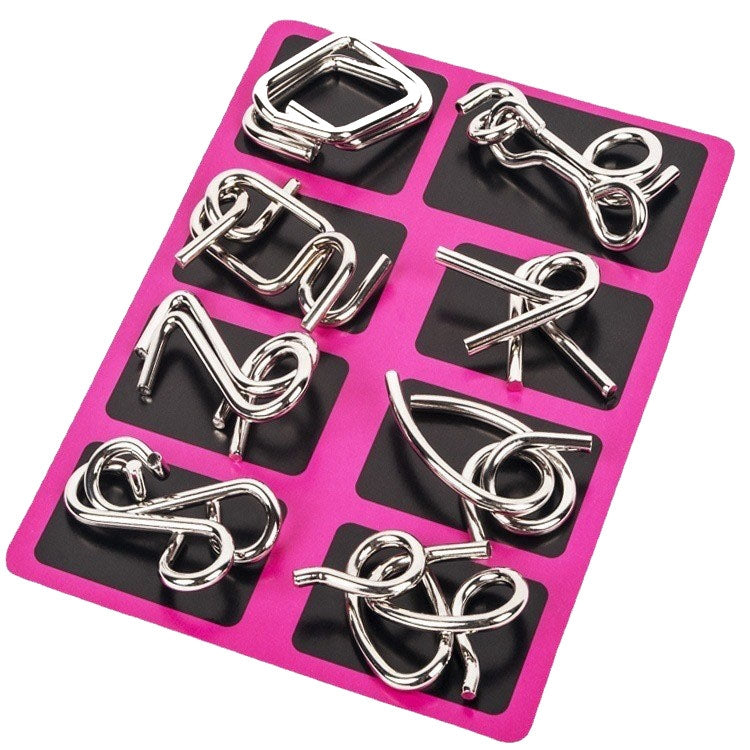 8pcs /Set Intelligence Unlocking Kids Puzzle Nine Links Toys, A Model Yellow, B Model Blue, C Model Pink, D Model Green
