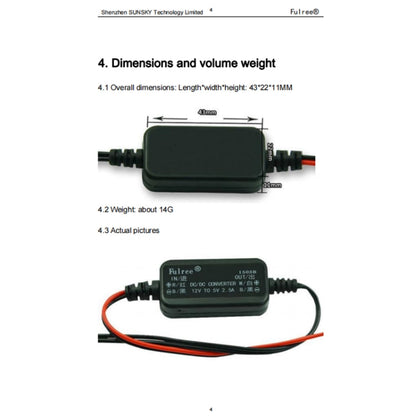 Vehicle Power Supply DC Ultra Thin Step-Down Power Converter, Fulree 12V To 3.3V 2.5A, Fulree 12V To 4.2V 2.5A, Fulree 12V To 5V 2.5A, Fulree 12V To 6V 2.5A, Fulree 12V To 7.5V 2.5A, Fulree 12V To 9V 1A
