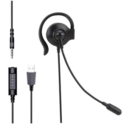 SOYTO SY227 Single-side Operator Ear Hook Headset Corded Computer Headset, Separation USB Wire Control