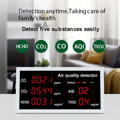 5-in-1 Indoor Home Portable Air Monitor TVOC Formaldehyde Detector, 5-in-1(White), 5-in-1(Light Gray)