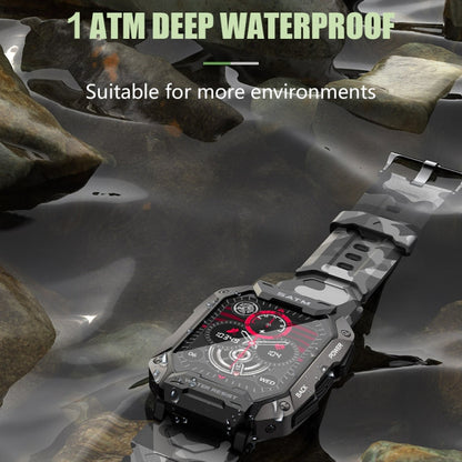 C20Plus 1.81-inch Health Monitoring Waterproof Bluetooth Call Smart Watch, Camouflage Green