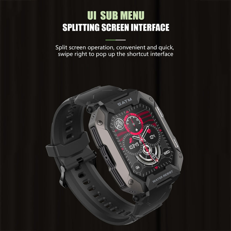C20Plus 1.81-inch Health Monitoring Waterproof Bluetooth Call Smart Watch, Camouflage Green