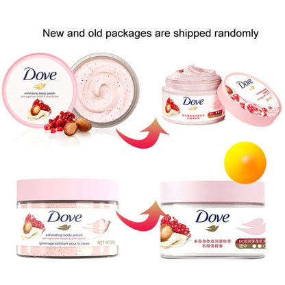 Dove Body Scrub Gentle Moisturizing Cleansing Exfoliating Body Polish, 298g Pomegranate Scent, 298g Cherry Scent, 298g Coconut Flavor