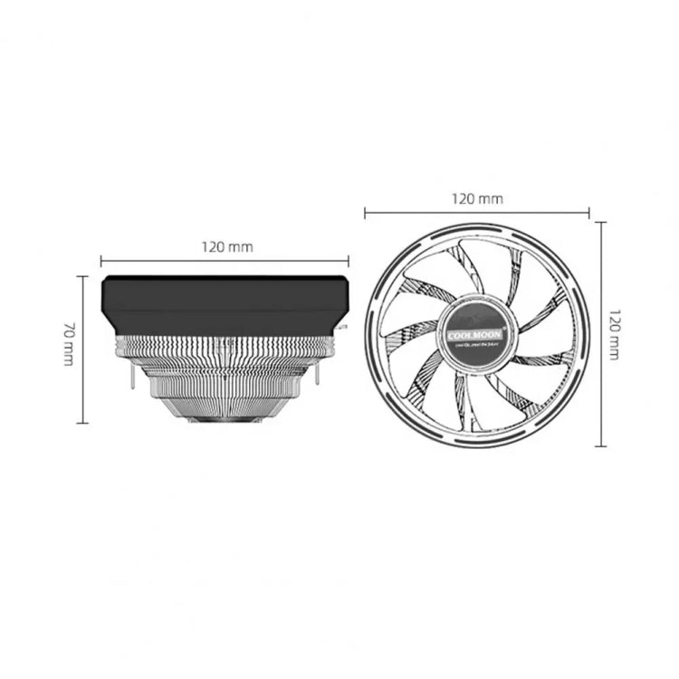 COOLMOON CPU Cooler Desktop Computer Auto Color Change Multi-Platform Mute Cooling Fan, CM-BF-RGB