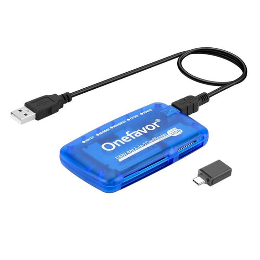 Onefavor All-In-One Card Reader Support SM / XD / SD / MMC / MS / CF Card, All-In-One, Card Reader+Type-C Adaptor, Card Reader+8 Pin Adaptor