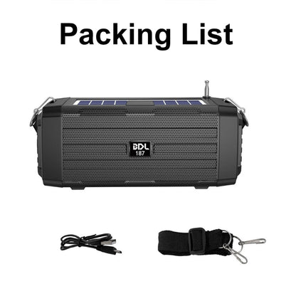 BDL-187 LED Light Solar Wireless Bluetooth Speaker Portable Outdoor Camping FM Radio
