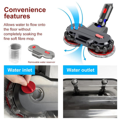 Vacuum Cleaner Electric Mop Head with Detachable Water Tank and 6 Mop Pads, For Dyson V7 / V8 / V10 / V11 / V15 / G5, For Dyson V6 / DC62, For Dyson V10 Slim / V12