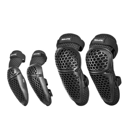 SULAITE Cycling Honeycomb Breathable Heat Dissipation Motorcycle Adjustable Protective Gear, 2pcs /Set Knee Pads, 2pcs /Set Elbow Pads, 4pcs /Set Knee Elbow Pads
