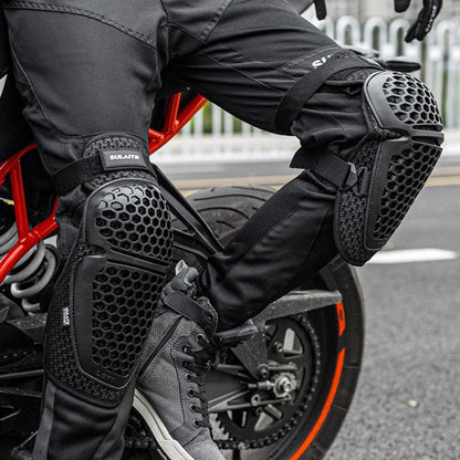 SULAITE Cycling Honeycomb Breathable Heat Dissipation Motorcycle Adjustable Protective Gear, 2pcs /Set Knee Pads, 2pcs /Set Elbow Pads, 4pcs /Set Knee Elbow Pads