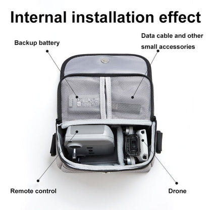 For DJI Mini 4 Pro Baona BN-H016 Portable Waterproof Crossbody Drones Storage Bag, Grey, Black