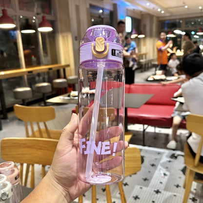 Student Portable Bouncing Straw Large Capacity Drop Resistant Plastic Cups, 550ml Green, 550ml White, 550ml Purple, 650ml Green, 650ml White, 650ml Purple, 800ml Green, 800ml White, 800ml Purple