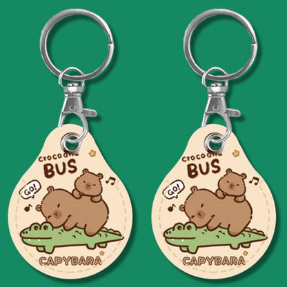 2pcs Cute Sensor Access Door Card Cover Keychain Elevator Water Drops Round Key Holder, Fortune Tiger, Pepsi Doraemon, Three Capybaras, Crocodile Bara, Lina Belle, Congratulations, Bow Tie Bear, English Winnie the Pooh, English Lotso, Melody           ...