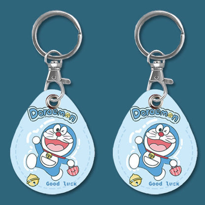 2pcs Cute Sensor Access Door Card Cover Keychain Elevator Water Drops Round Key Holder, Fortune Tiger, Pepsi Doraemon, Three Capybaras, Crocodile Bara, Lina Belle, Congratulations, Bow Tie Bear, English Winnie the Pooh, English Lotso, Melody           ...