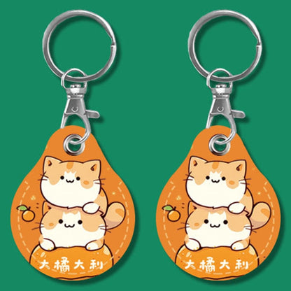 2pcs Cute Sensor Access Door Card Cover Keychain Elevator Water Drops Round Key Holder, Fortune Tiger, Pepsi Doraemon, Three Capybaras, Crocodile Bara, Lina Belle, Congratulations, Bow Tie Bear, English Winnie the Pooh, English Lotso, Melody           ...
