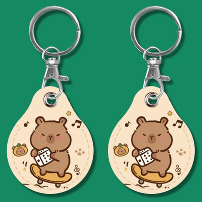 2pcs Cute Sensor Access Door Card Cover Keychain Elevator Water Drops Round Key Holder, Crocodile Bara, Lina Belle, Congratulations, Bow Tie Bear, English Winnie the Pooh, English Lotso, Melody, Cute Cinnamoroll, White Mickey Head, Muffled Pooh Bear   ...