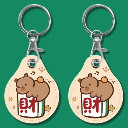 2pcs Cute Sensor Access Door Card Cover Keychain Elevator Water Drops Round Key Holder, Fortune Tiger, Pepsi Doraemon, Three Capybaras, Crocodile Bara, Lina Belle, Congratulations, Bow Tie Bear, English Winnie the Pooh, English Lotso, Melody           ...