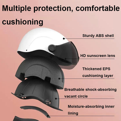 Electric Vehicle Helmet Lightweight Sun Protection Helmet, Black Transparent, White Transparent, Khaki Transparent, Pink Transparent, Gray Transparent, Black Brown, White Brown, Khaki Brown, Pink Brown, Gray Brown