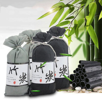 3Bags Bamboo Charcoal Air Purifying Bag For Refrigerators Wardrobes Car Formaldehyde Odor Removal Pack