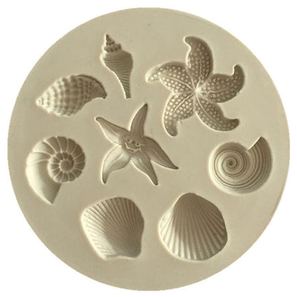 2 PCS  Marine Element Mould Sea Star Conch Shell Model Silicone Cake Fondant Tool, Cake Fondant Tool