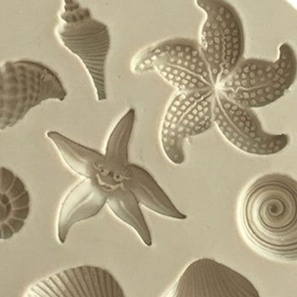 2 PCS  Marine Element Mould Sea Star Conch Shell Model Silicone Cake Fondant Tool, Cake Fondant Tool