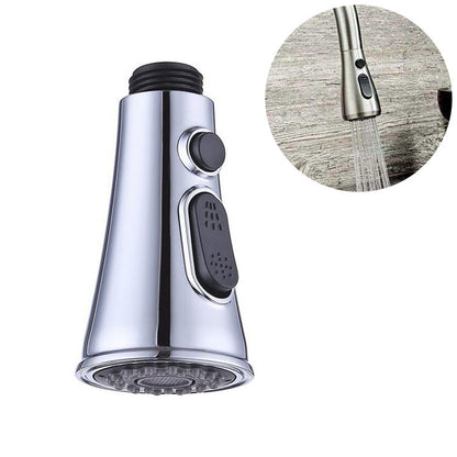 Kitchen Horn Button Switch Pausable Faucet Sprinkler Water Saving Nozzle Sprayer Filter, Plating CP, Drawing BN