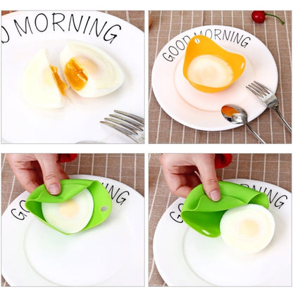 Silicone Egg Cooker Egg Bracket Kitchen Tools Pancake Cookware Bakeware Steam Eggs Plate Tray, Red, 4 pieces of steamed egg