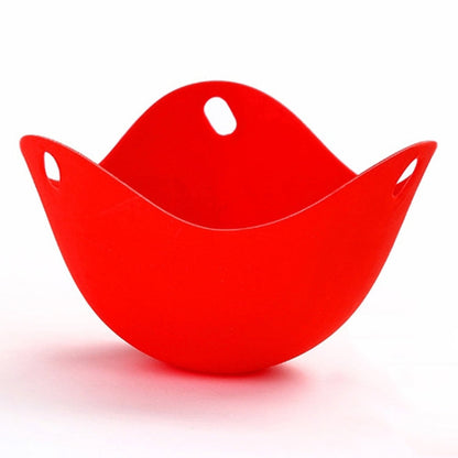 Silicone Egg Cooker Egg Bracket Kitchen Tools Pancake Cookware Bakeware Steam Eggs Plate Tray, Red, 4 pieces of steamed egg