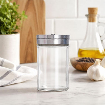 Stainless Steel Lid Glass Seasoning Jar Kitchen Supplies, Transparent