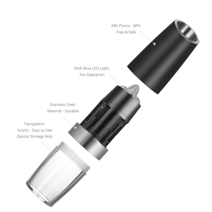 Automatic Electric Pepper Grinder Salt Mill with LED Light, Automatic Electric Pepper Grinder