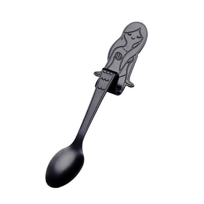 Creative Coffee Spoon Mermaid Shape Handle Spoons Flatware Drinking Tools, Black, Gold, Symphony, Rose Gold, True Color