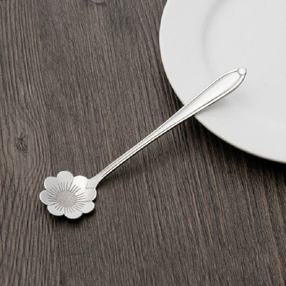 3 PCS Stainless Steel Household Creative Flower Spoon Coffee Stirring Spoon, Sun Flower Spoon, Sunflower Spoon, Pansy Flower Spoon, Bellflower Spoon, Plum Flower Spoon, Cosmos Flower Spoon