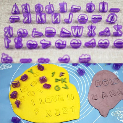 40pcs / Set Alphanumeric Plastic Cookie Molds Symbol Fondant Cake Decorative Printing Molds, Alphanumeric Shape