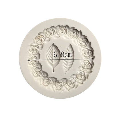 2 PCS Rose Garland Rose Leaf Silicone Fondant Mold Cake Edging Decoration Tool Baking Glue Mold