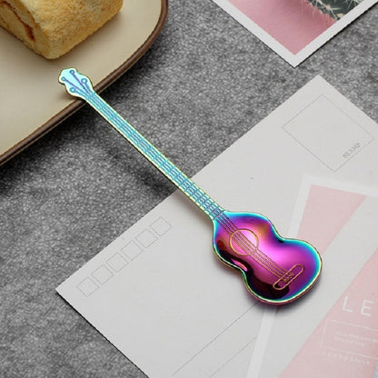 Stainless Steel Coffee Mixing Spoon Creative Musical Instrument Shape Spoon, Guitar Silver, Octagonal Silver, Lute Silver, Yueqin Silver, Guitar Titanium Gold, Octagonal Titanium Gold, Lute Titanium Gold, Yueqin Titanium Gold, Guitar Rose Gold         ...