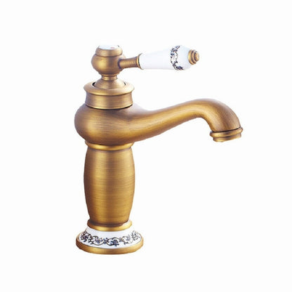 Copper Antique Hot Cold Double Blue White Porcelain Faucet, Antique, Platinum, Black Gold, Black
